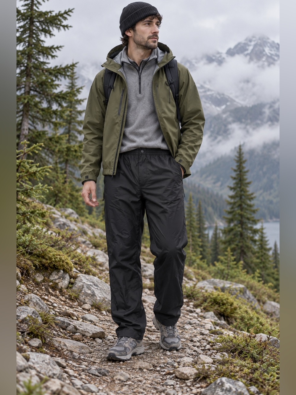 J. Crew Sport Black Waterproof Hiking Outdoor Pants Gorpcore Sporty Lightweight